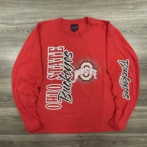 Ohio State Buckeyes Shirt Long Sleeve Mens XL Red NCAA College Graphic Spell Out